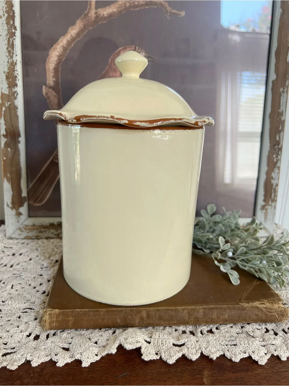 Vietri Cream Terracotta Glazed Canister with Lid